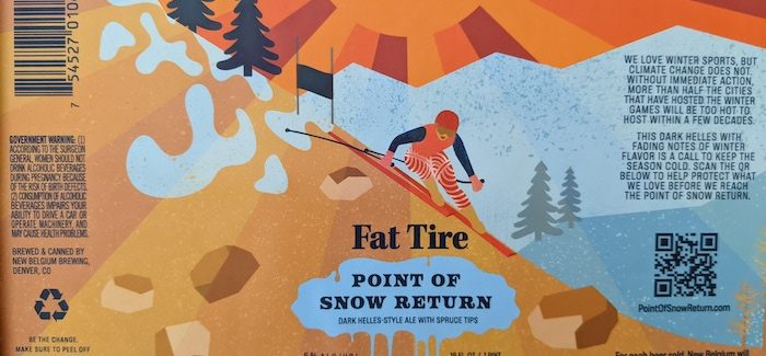 Beer Label of New Belgium's Fat Tire Point of Snow Return