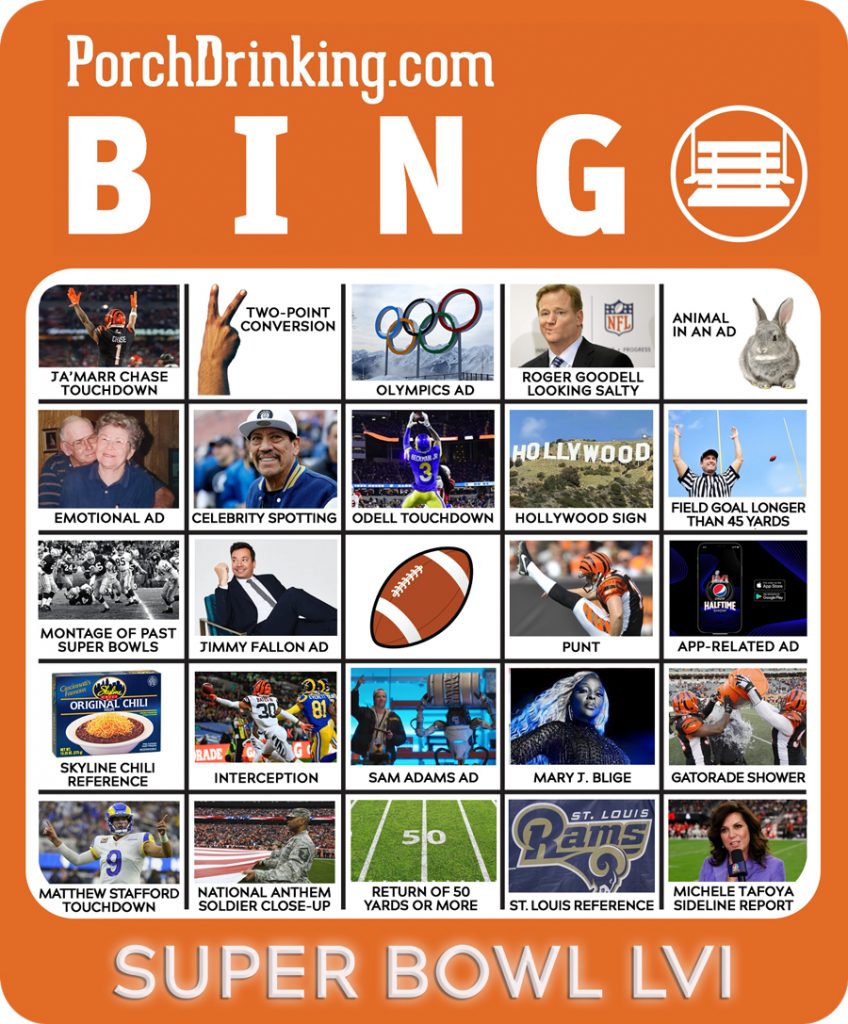 Downloadable 2022 Super Bowl Bingo Boards