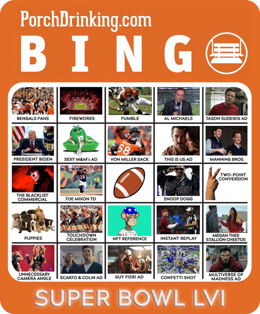 Downloadable 2022 Super Bowl Bingo Boards