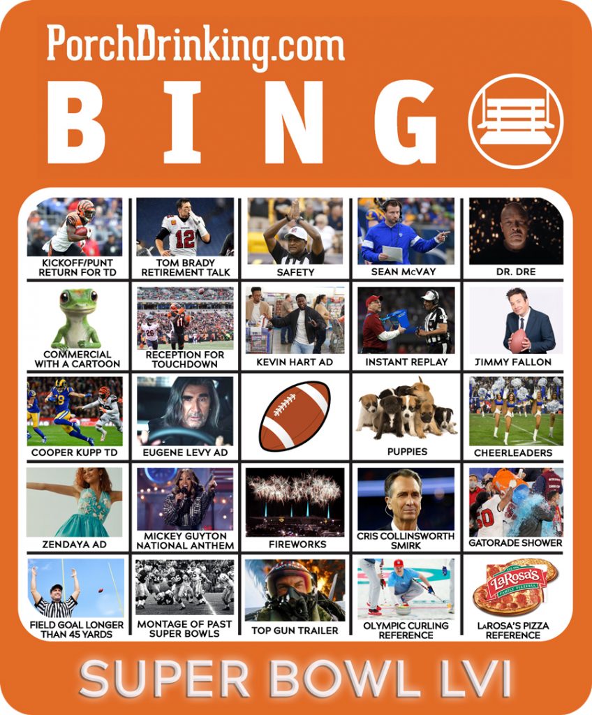 Downloadable 2022 Super Bowl Bingo Boards