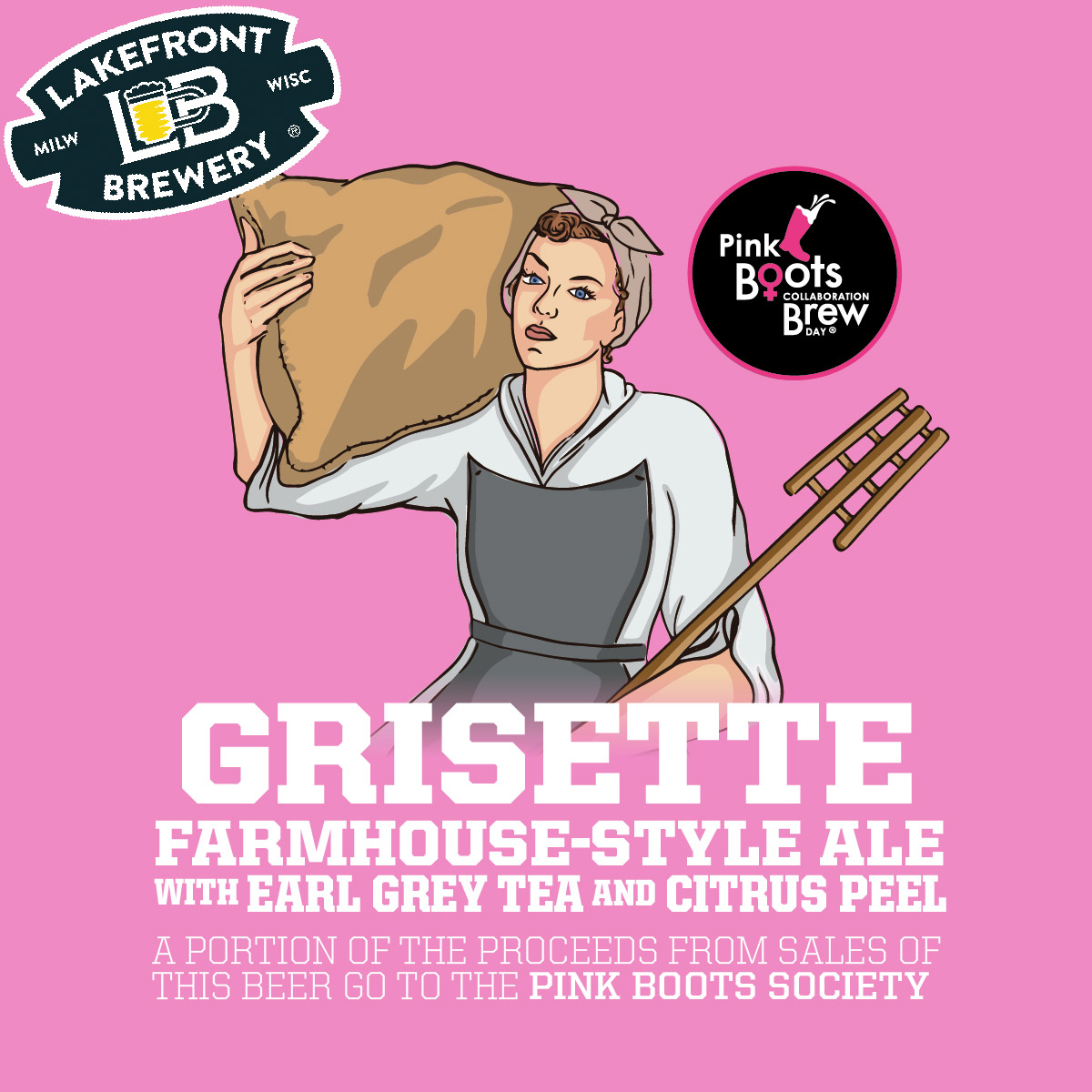 Tap handle art for Grisette Farmhouse Ale by Lakefront Brewery