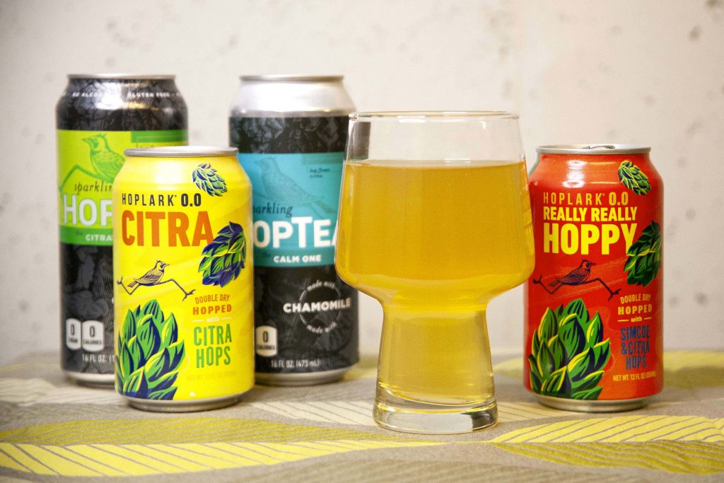 A variety of Hoplark hop water and hop teas