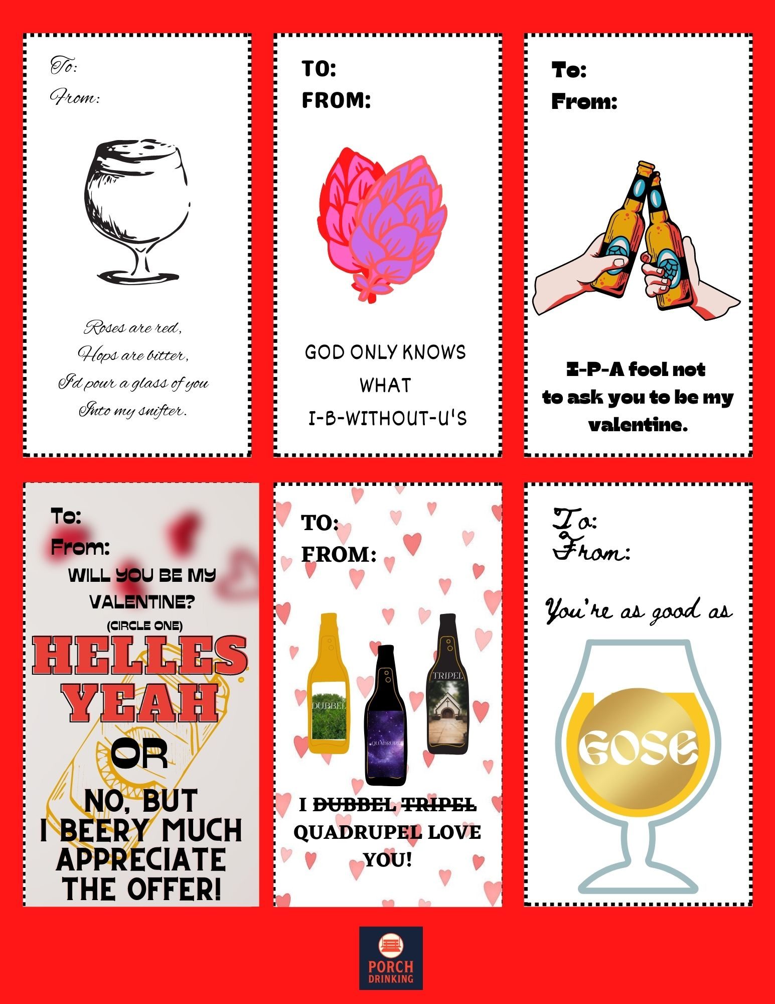 PorchDrinking Valentine's Day Cards