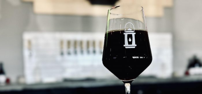 Pathlight Brewing No Touchy Barleywine A glass of Pathlight Brewing No Touchy Barleywine on a bar.