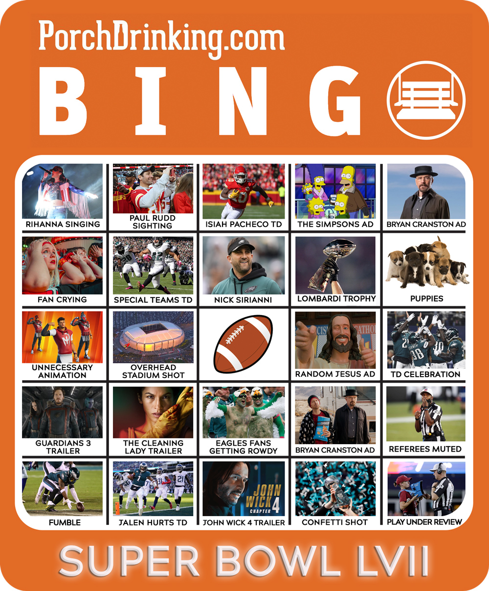 Downloadable 2023 Super Bowl Bingo Boards for Super Bowl LVII