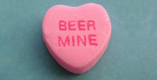 Beer Mine Beer Themed Valentine's Day Card, a candy heart bears the words "beer mine"
