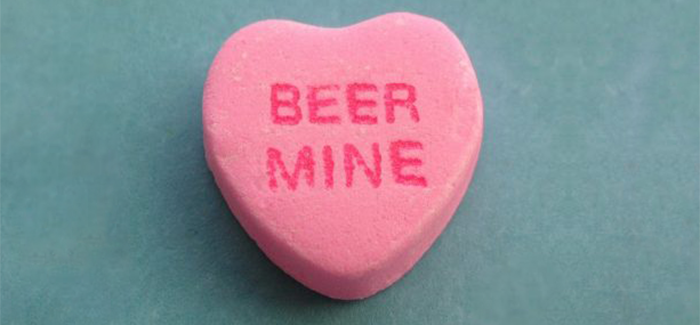 Beer Mine Beer Themed Valentine's Day Card, a candy heart bears the words beer mine