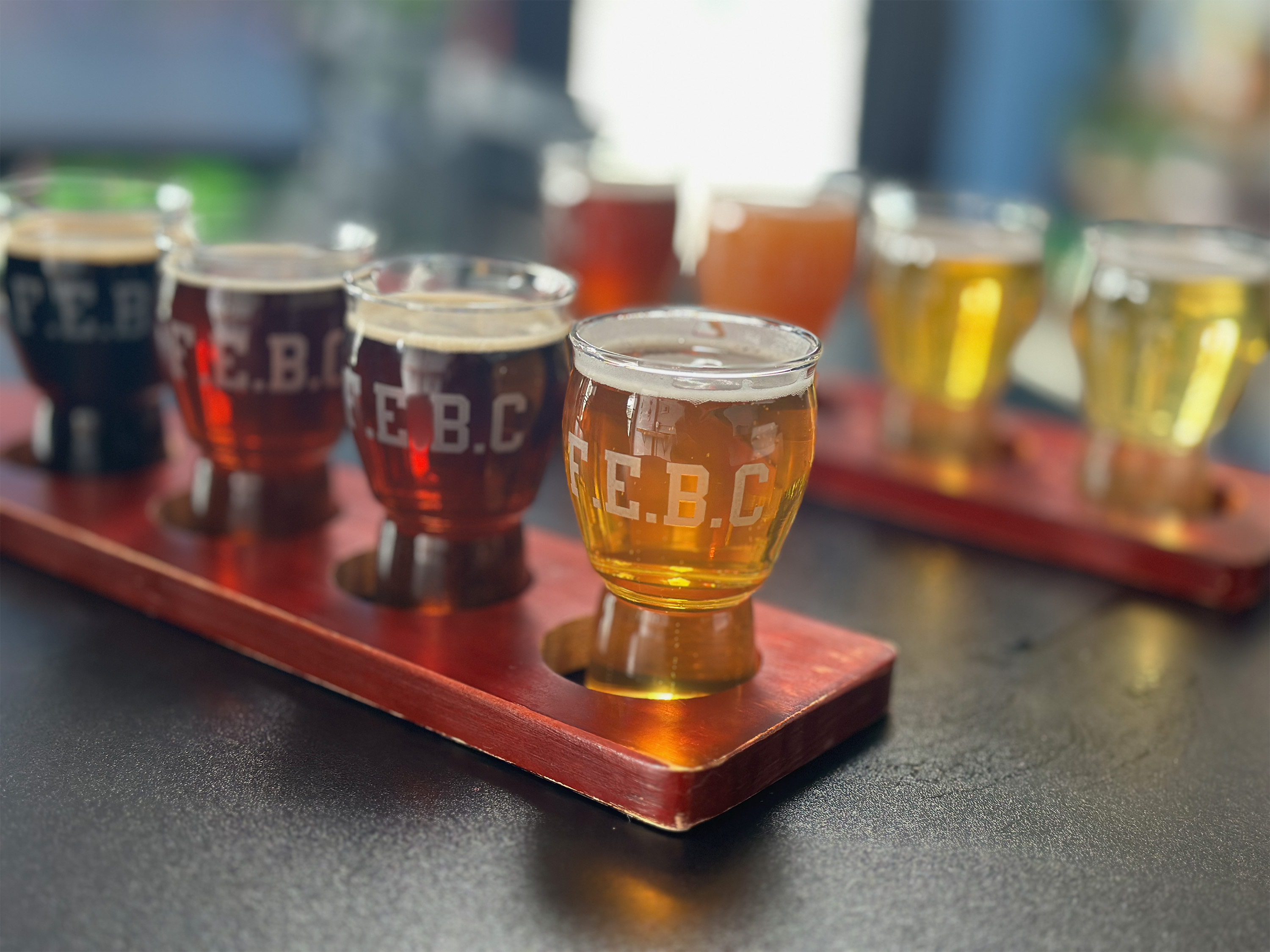 A flight of beers at Freedom’s Edge Brewing Company.Photo Credit: Amber Leberman