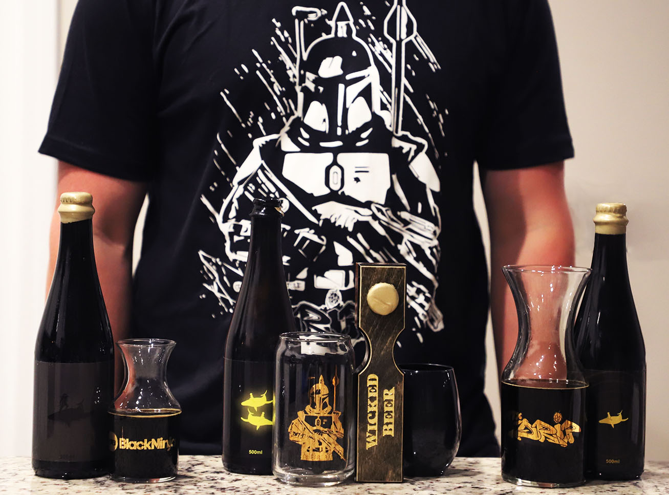 17% Drip swag, Black Ninja Glassware, Whale Rider Set