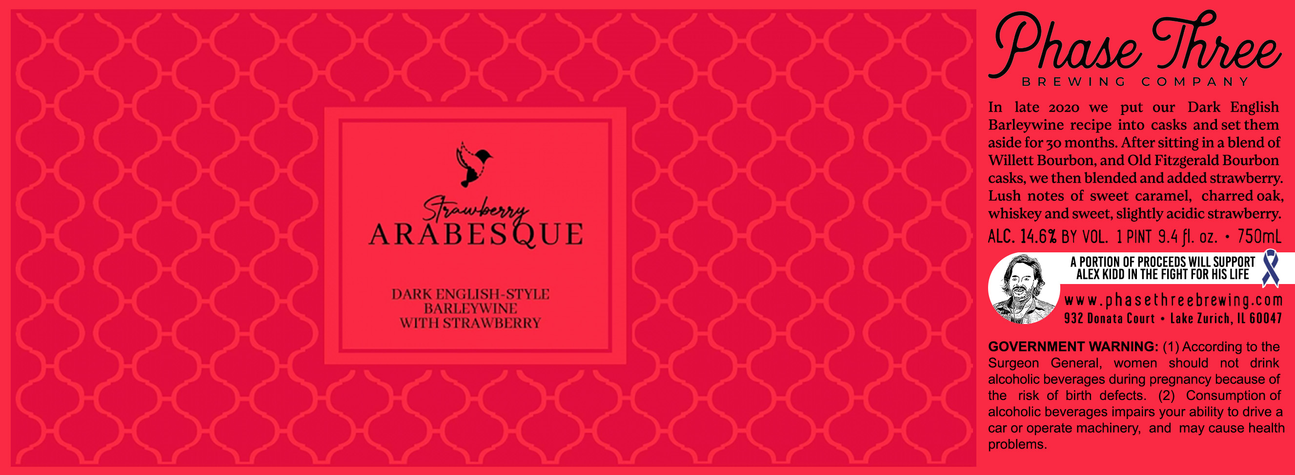 Flat Label art for Phase Three's Strawberry Arabesque
